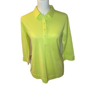 Sport Haley NWT Women’s Size Small Golf Polo Bright Yellow Green Palm Trees